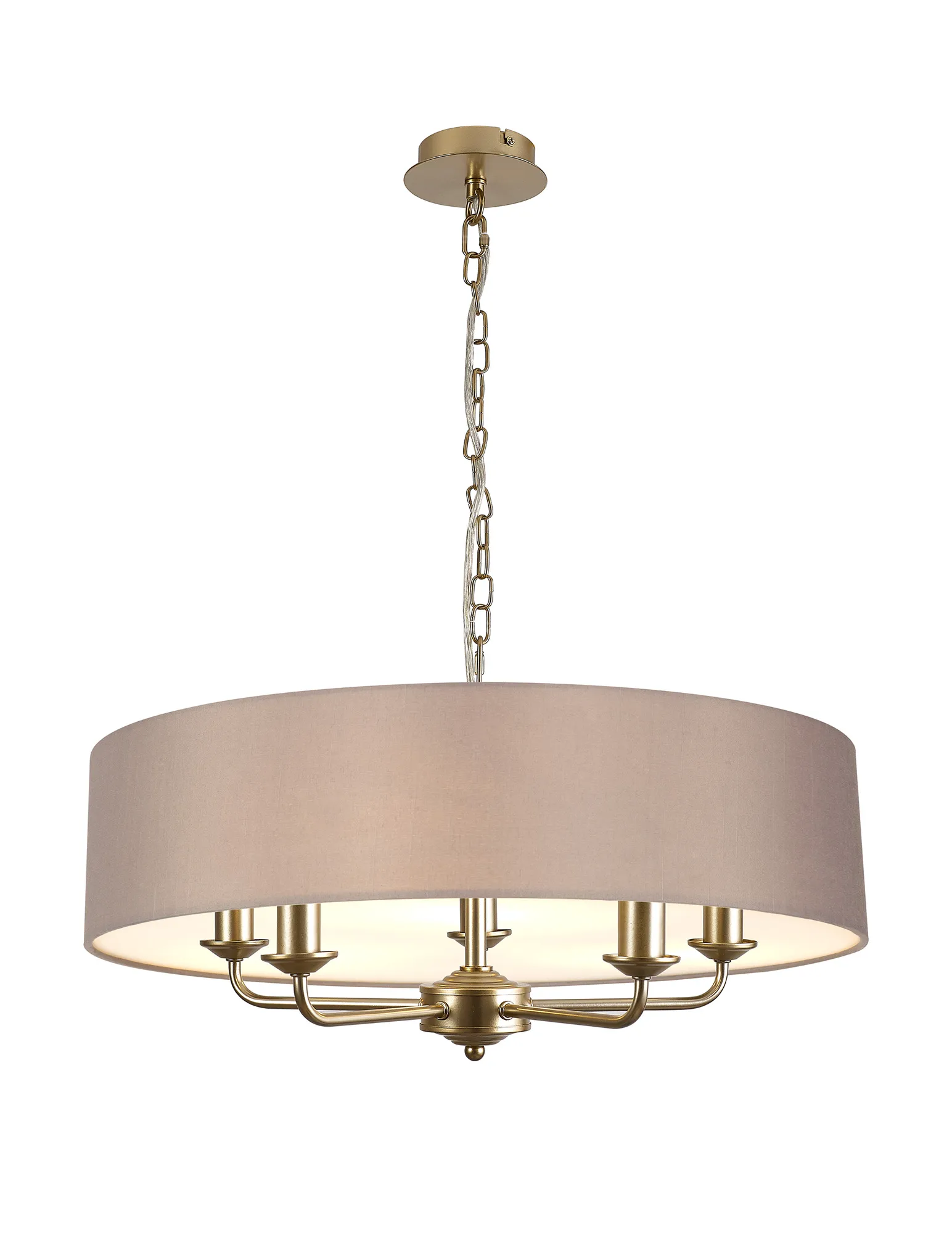 DK0945  Banyan 60cm 5 Light Pendant Champagne Gold, Grey